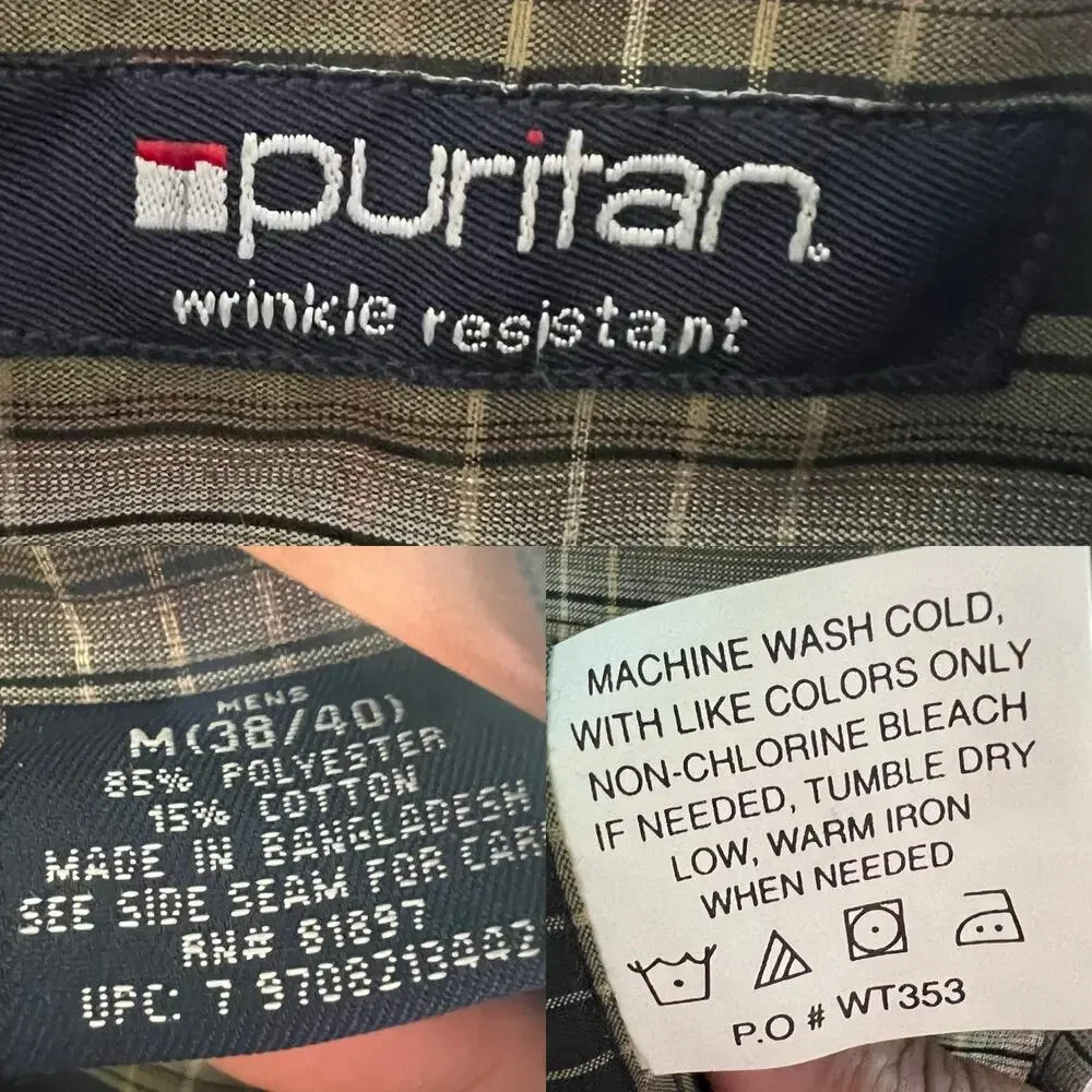 Vintage Y2K Puritan Oversized Plaid Shirt M Dark Academia Quiet Luxury Utility - Picture 11 of 17